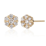 18 Karat Yellow Gold Floral Stud Earrings 1.25cts