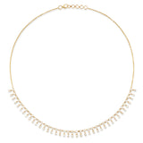 14 Karat Yellow Gold Diamond Baguette Necklace