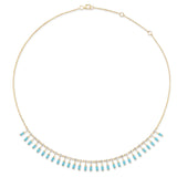 14 Karat Diamond and Turquoise Baguette Necklace