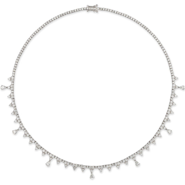 White Gold and Diamond 6.05cts Princess Choker Tennis Necklace