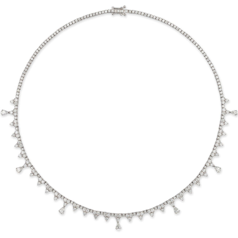 White Gold and Diamond 6.05cts Princess Choker Tennis Necklace