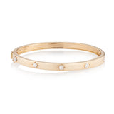 14 Karat Yellow Gold and Diamond Burst Hinge Bracelet