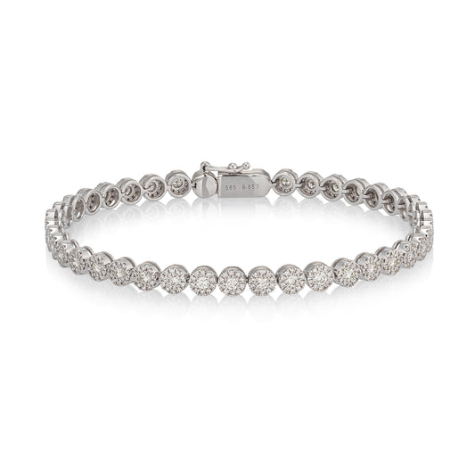 White Gold and Diamond Halo Tennis Bracelet 2.65cts