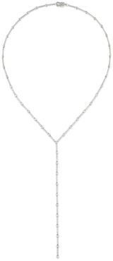 14 Karat White Gold Lariat Diamond Bezel Necklace