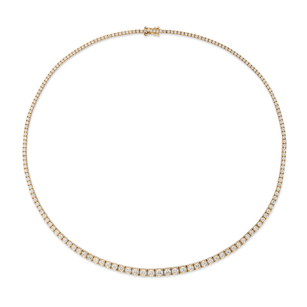 Yellow Gold All The Way Graduated 8.00cts Diamond 17.75" Tennis Necklace