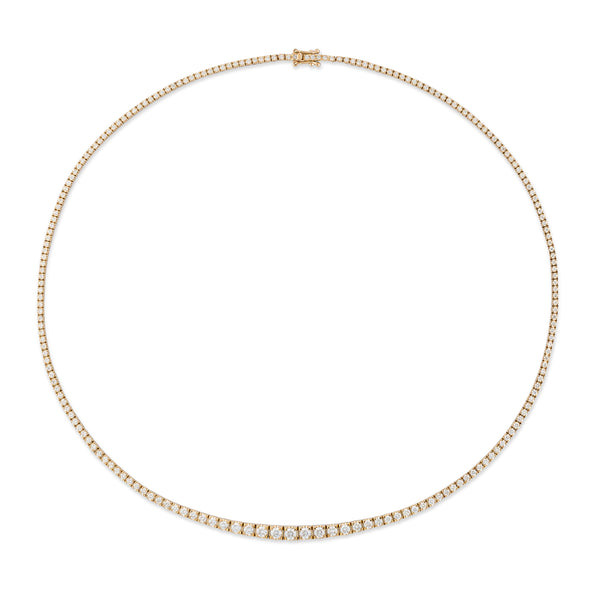 Yellow Gold All The Way Graduated 4.65cts Diamond 17.75" Tennis Necklace
