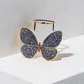 Load image into Gallery viewer, Yellow Gold and Blue Sapphire Fluttering Butterfly Ring
