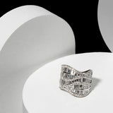 White Gold Diamond Baguette Wave Ring