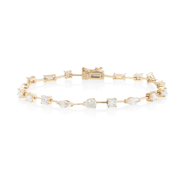 18 Karat Yellow Gold Fancy Shape Diamond Bracelet