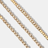 14 Karat Gold Alternating Half Way Emerald Tennis Bracelet