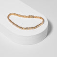 Load image into Gallery viewer, 14 Karat Gold Alternating Half Way Emerald Tennis Bracelet
