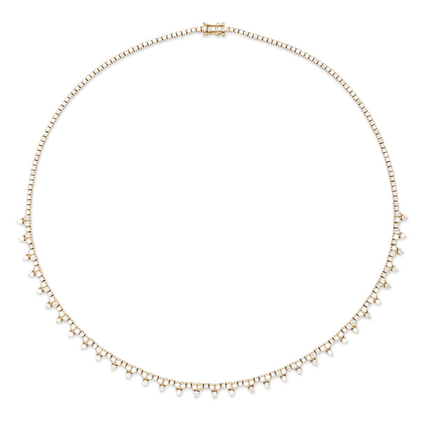Yellow Gold All The Way Princess 4.95cts Diamond 16.00" Tennis Necklace