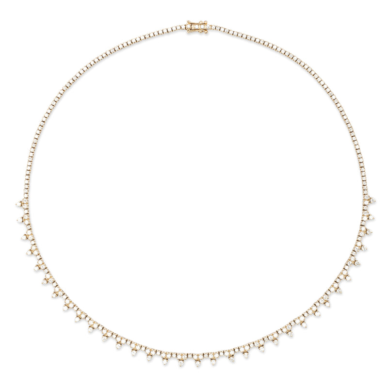 Yellow Gold All The Way Princess 4.95cts Diamond 16.00" Tennis Necklace