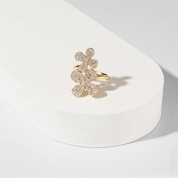 18 Karat Yellow Gold Floral Cocktail Ring