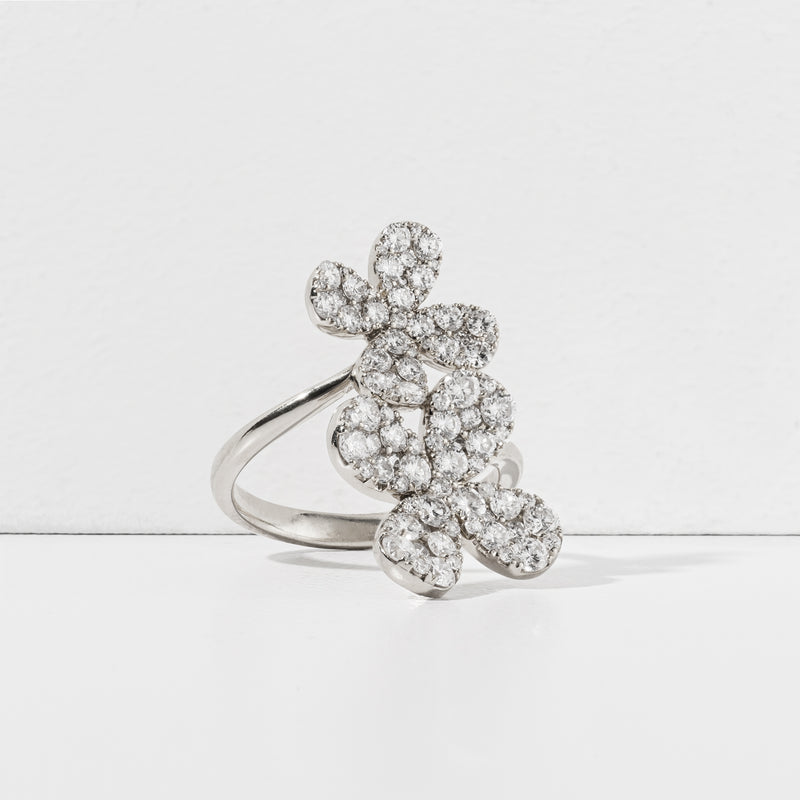 18 Karat White Gold Floral Cocktail Ring