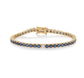 Load image into Gallery viewer, 14 Karat Gold Sapphire Tennis Bracelet with Single Diamond
