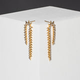 14 Karat Double Drop Diamond Spike Earrings