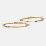 14 Karat Yellow Gold Five Brilliant Diamond Tennis Bracelet