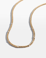 14 Karat Yellow Gold Seven Round Diamond Tennis Necklace