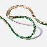 14 Karat Yellow Gold Natural Tsavorite Tennis Necklace