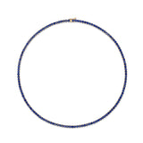 14 Karat Yellow Gold Natural Blue Sapphire Tennis Necklace