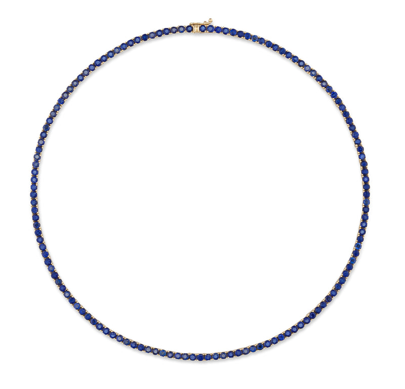 Art Deco Blue No Heat Sapphire Necklace Diamond Necklace 14K Gold - Ruby  Lane