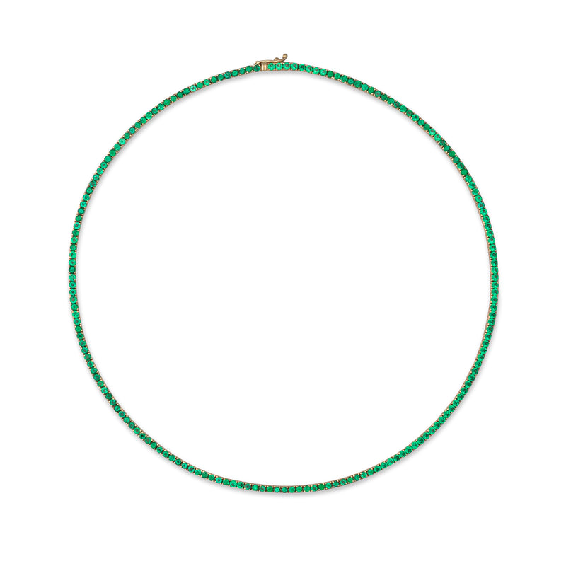 14 Karat Yellow Gold Natural Tsavorite Tennis Necklace