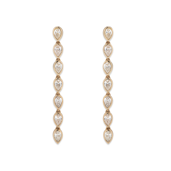 14 Karat Pear Shape Diamond Drop Earrings