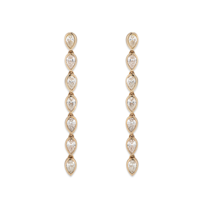 14 Karat Pear Shape Diamond Drop Earrings