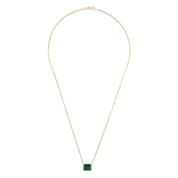 14 Karat Bezel Emerald Pendant
