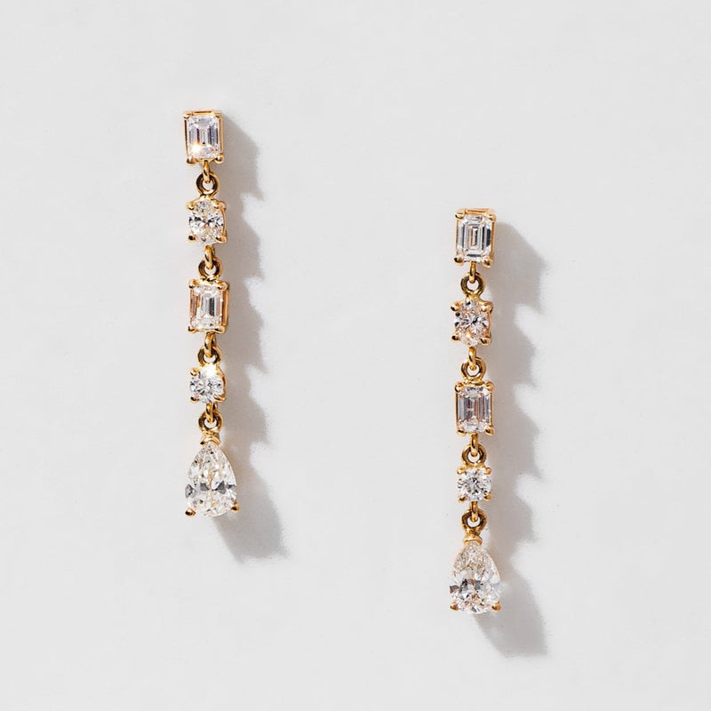 14 Karat Fancy Shape Diamond Drop Earrings