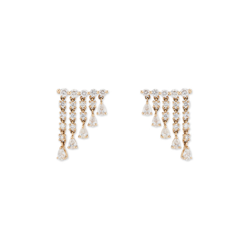 14 Karat Gold Pear Drop Cascading Earrings