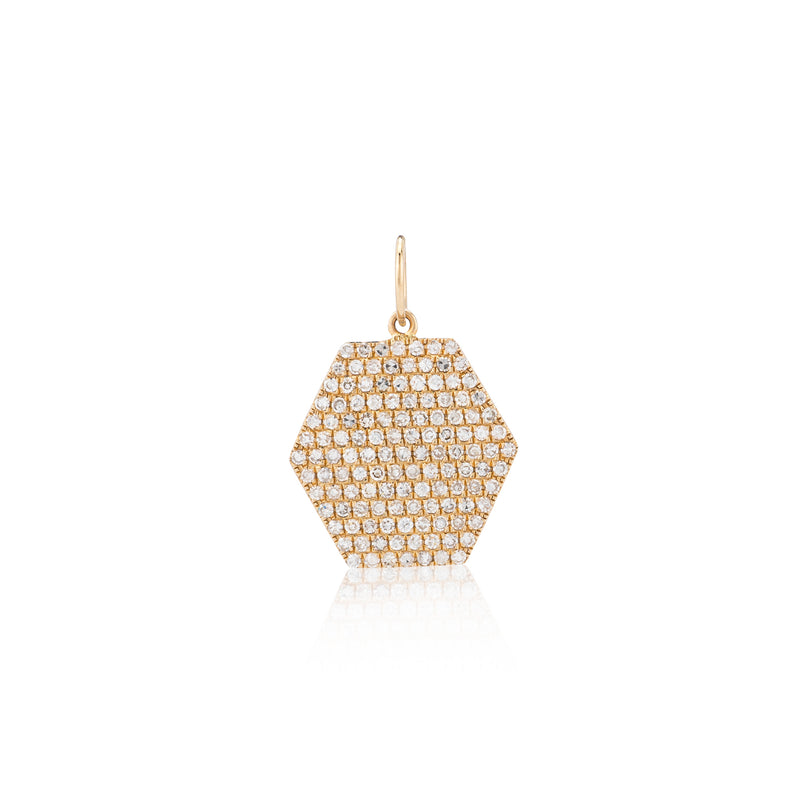 14 Karat Gold and Diamond Hexagon Pendant