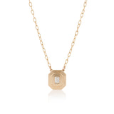 14 Karat Yellow Gold Mirror Diamond Emerald Pendant