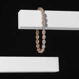 14 Karat Yellow Gold Pave Diamond Oval Tennis Bracelet