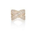 Load image into Gallery viewer, 18 Karat Yellow Gold Criss Cross Baguette Cocktail Ring
