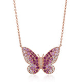14 Karat Rose Gold Pink Sapphire Ombré Butterfly Necklace