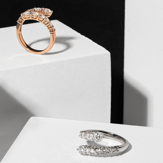 14 Karat White Gold and Diamond Bypass Ring