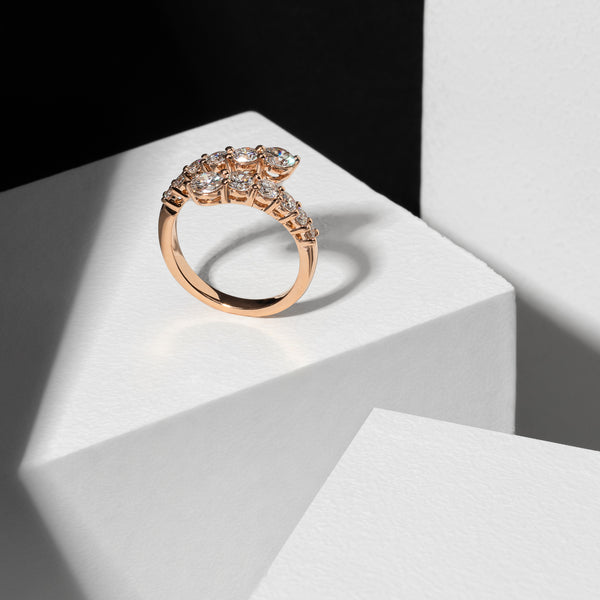 14 Karat Rose Gold and Diamond Bypass Ring