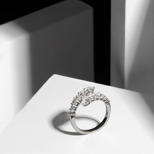 14 Karat White Gold and Diamond Bypass Ring