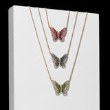 14 Karat Rose Gold Pink Sapphire Ombré Butterfly Necklace