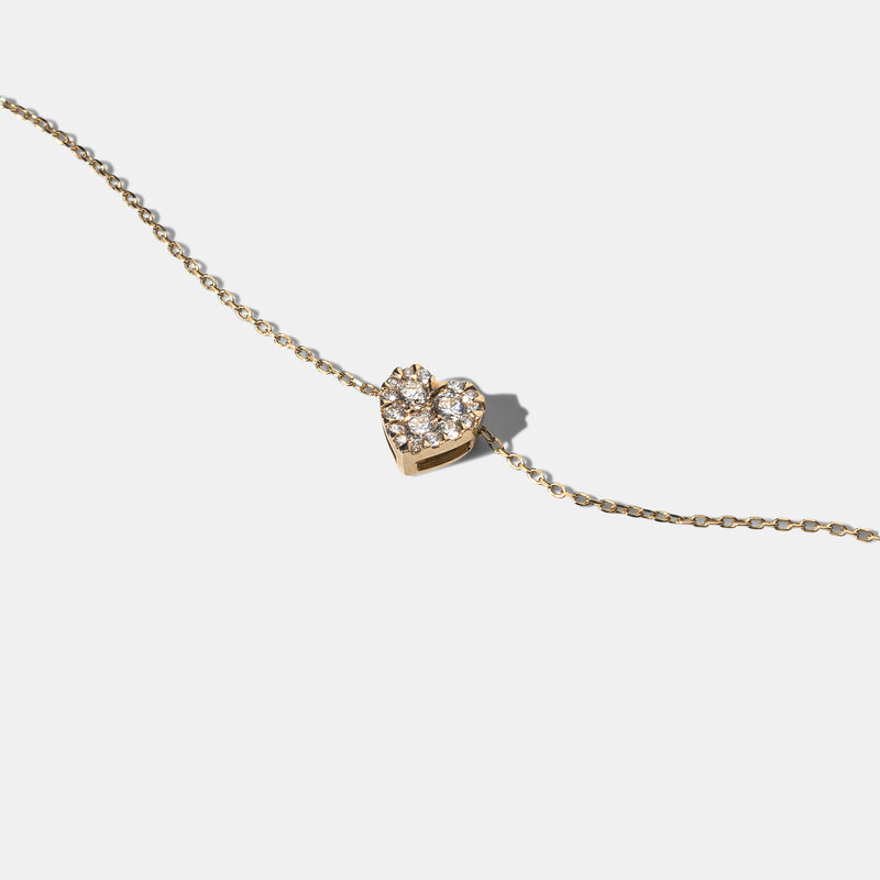 Yellow Gold Pave Diamond Slide Heart Necklace