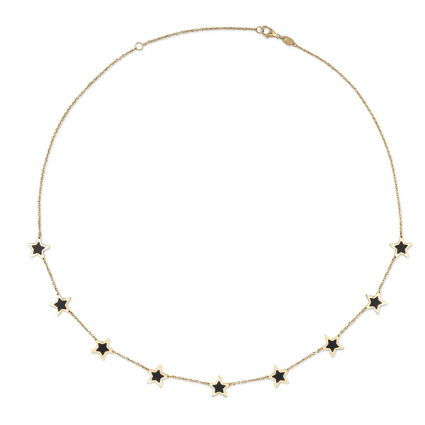 14 Karat Black Onyx Gemstone Star Necklace