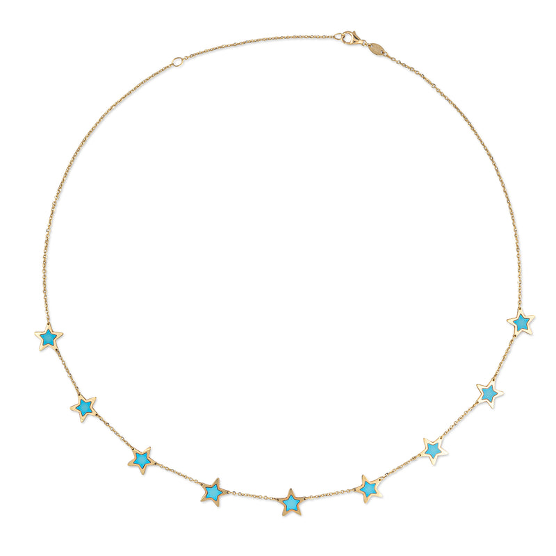 14 Karat Turquoise Gemstone Star Necklace