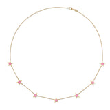 14 Karat Hot Pink Enamel Gemstone Star Necklace
