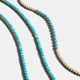14 Karat Diamond and Turquoise Bezel Tennis Bracelet
