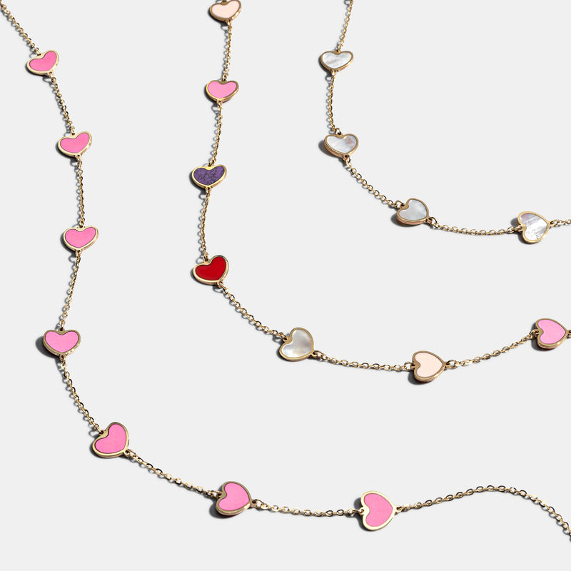 14 Karat Mutlicolor Gemstone Heart Necklace