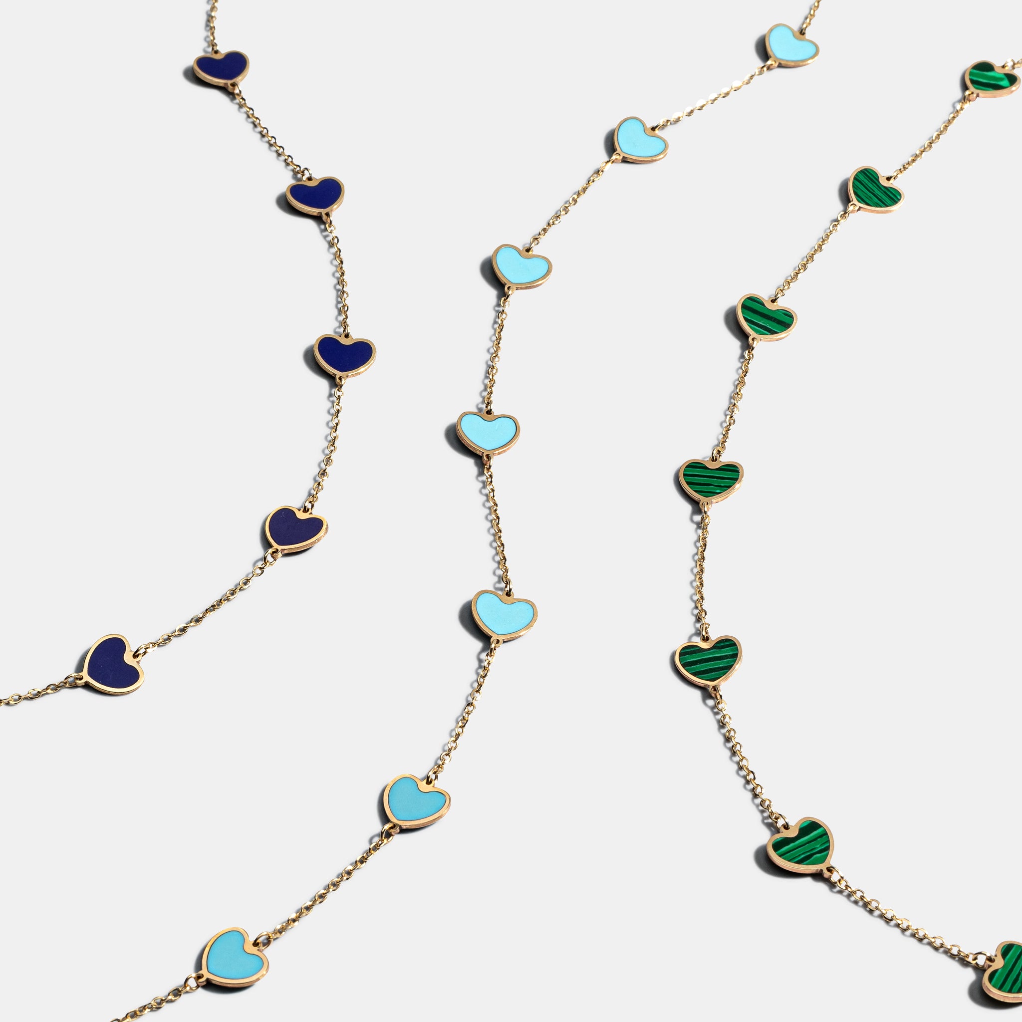14 Karat Malachite Gemstone Heart Necklace