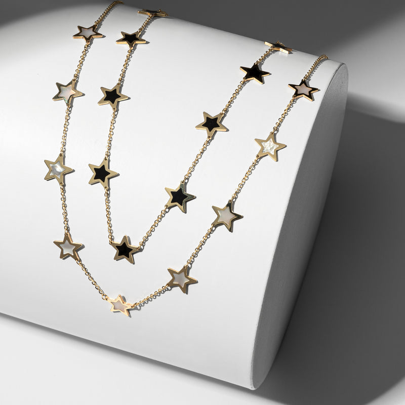 14 Karat Mother of Pearl Gemstone Star Necklace