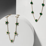 14 Karat Malachite Gemstone Star Necklace